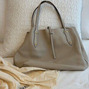 Annabel Ingall Large Isabella Tote Italian Pebbled Leather Stone + Dust Bag